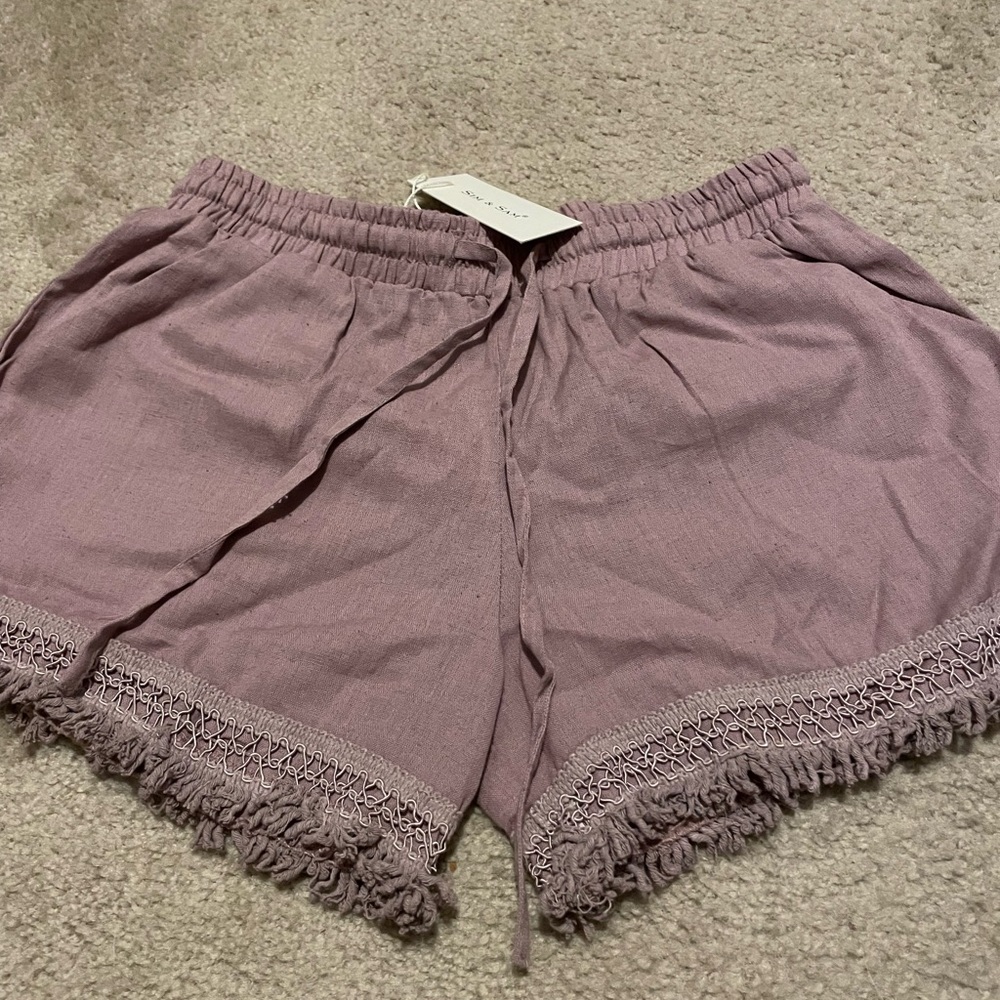 Lavender Lace Trim Shorts